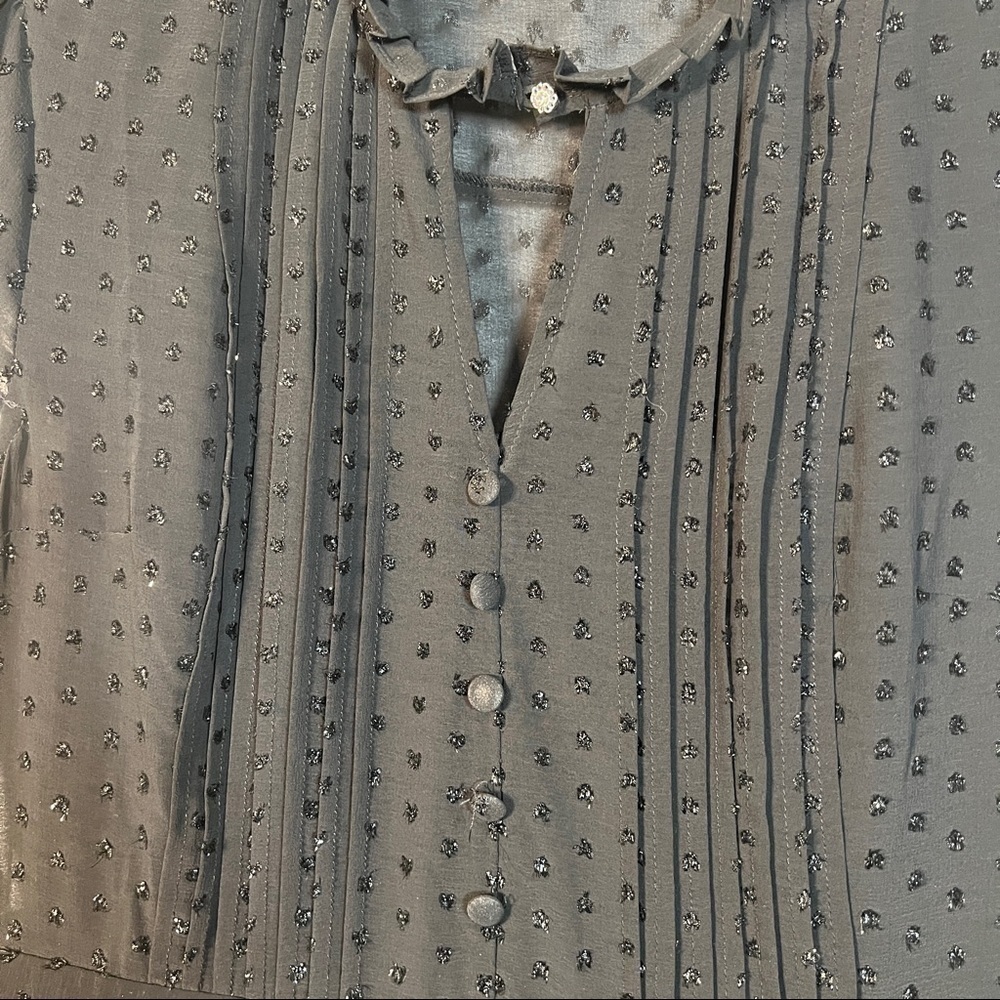 MODCLOTH Sparkling Black Fit & Flare Dress. Bodice has pleats, chocker, Size L - Picture 2 of 12